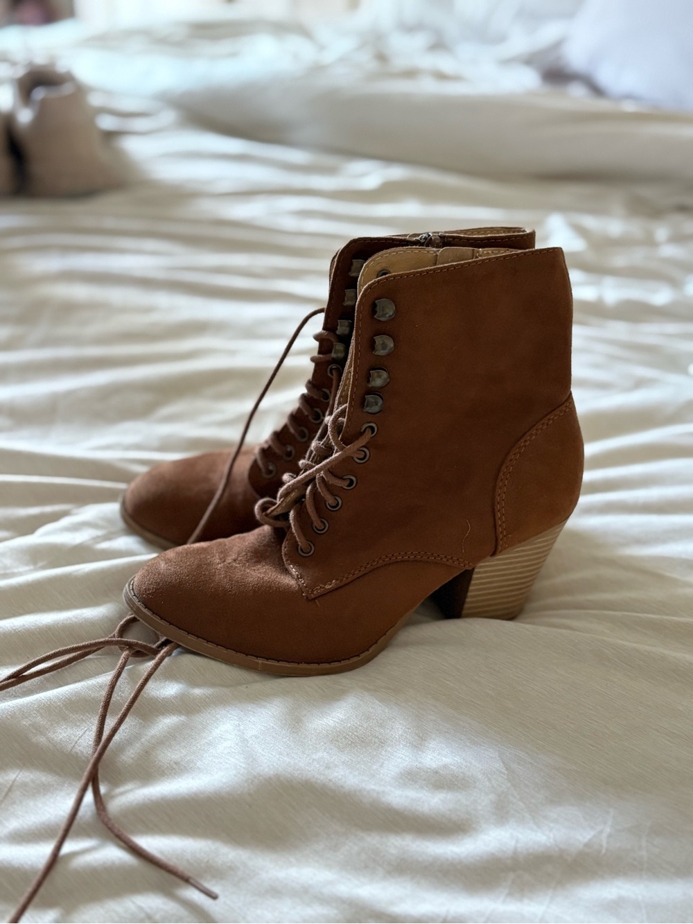 Women's Brown Suede Lace-Up Ankle Boots